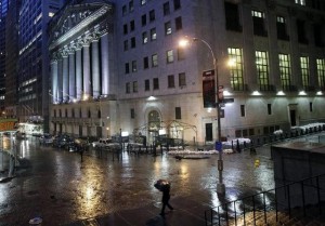 Picture of New York Stock exchange closed by Hurricane Sandy